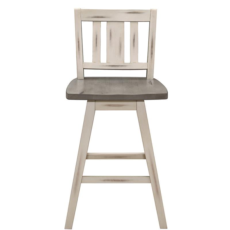 Lexicon Amsonia Slat Back Counter Height Dining Swivel Chair in White (Set of 2)