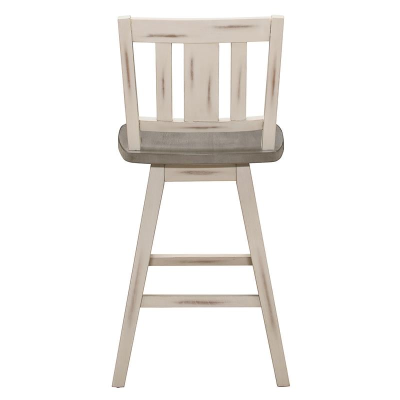 Lexicon Amsonia Slat Back Counter Height Dining Swivel Chair in White (Set of 2)