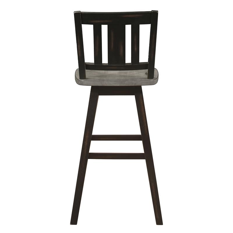 Lexicon Amsonia Slat Back Bar Height Dining Swivel Chair in Black (Set of 2)