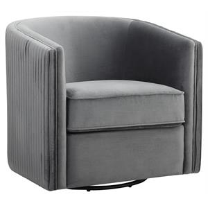 lexicon cecily traditional velvet swivel accent chair with tuxedo arm in gray