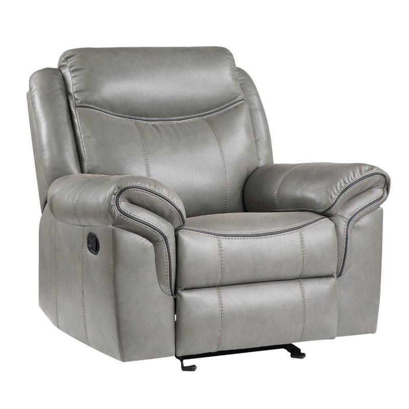 Lexicon Aram Faux Leather Glider Reclining Chair in Gray