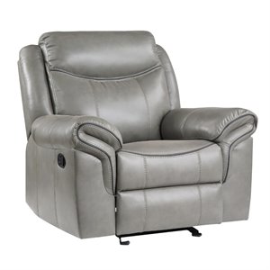 lexicon aram faux leather glider reclining chair in gray