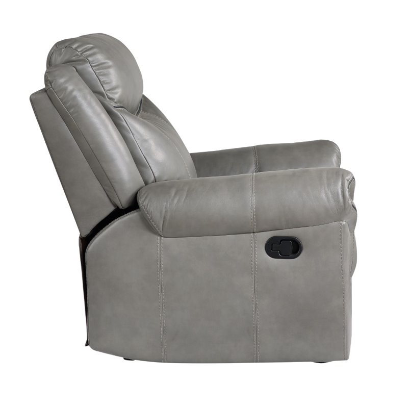 Lexicon Aram Faux Leather Glider Reclining Chair in Gray