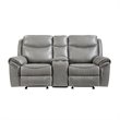 Lexicon Aram Faux Leather Double Glider Reclining Loveseat in Gray