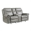 Lexicon Aram Faux Leather Double Glider Reclining Loveseat in Gray