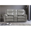 Lexicon Aram Faux Leather Double Glider Reclining Loveseat in Gray