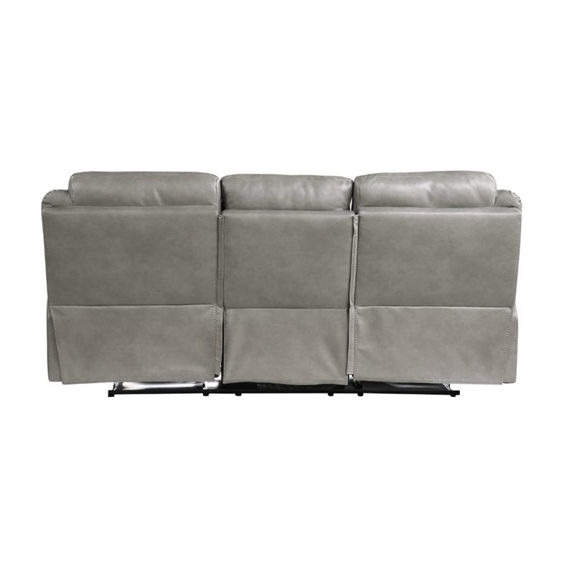 Lexicon Aram Faux Leather Double Reclining Sofa in Gray