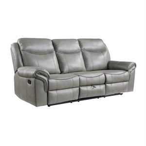 lexicon aram faux leather double reclining sofa in gray