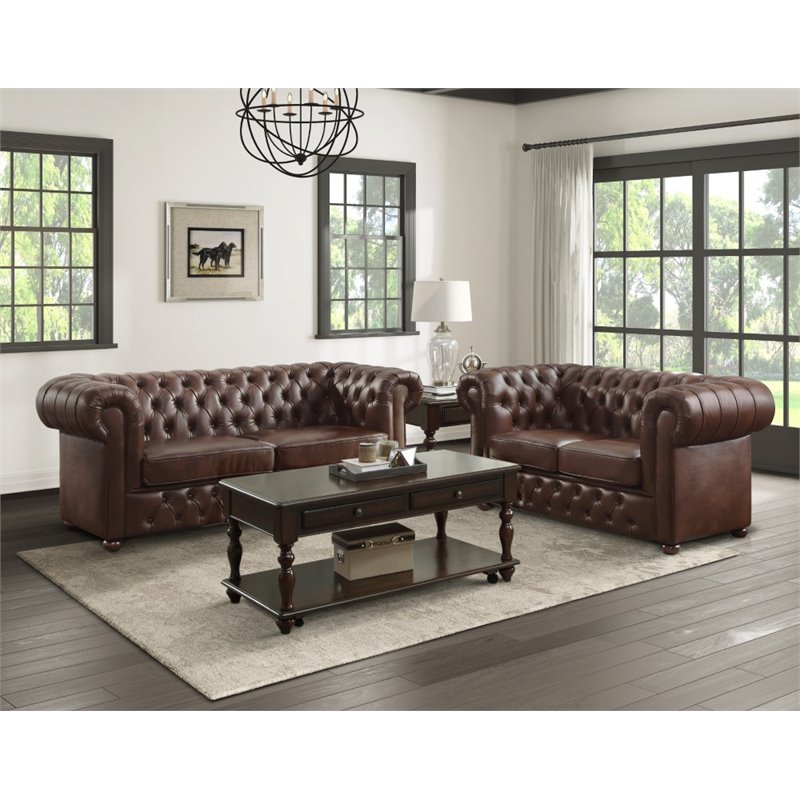 Lexicon Tiverton Breathable Faux, Chesterfield Loveseat Faux Leather