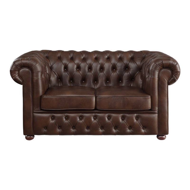 Lexicon Tiverton Breathable Faux, Chesterfield Loveseat Brown Leather
