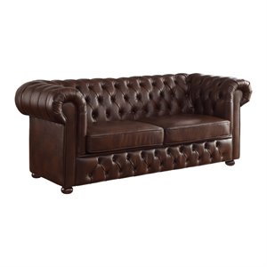 lexicon tiverton traditional faux leather tufted chesterfield sofa