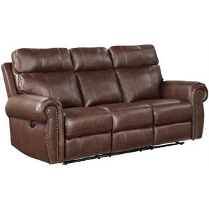 lexicon granville traditional microfiber upholstered reclining sofa in brown