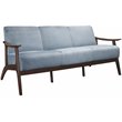 Lexicon Carlson Mid Century Velvet Upholstered Sofa in Blue Gray and Dark Walnut