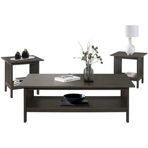 Lexicon Lewiston 3 Piece Modern Wooden Coffee Table Set in Antique Gray