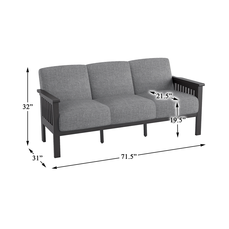 Lexicon Lewiston Mid Century Fabric Upholstered Sofa in Gray and Antique Gray