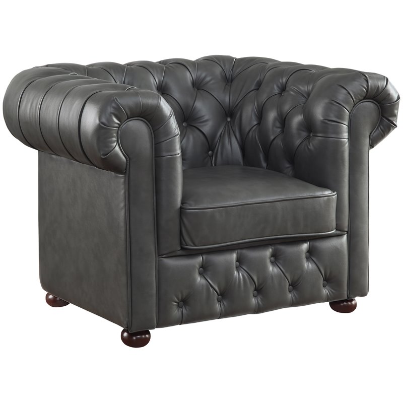 Lexicon Tiverton Faux Leather Tufted, Faux Leather Armchair
