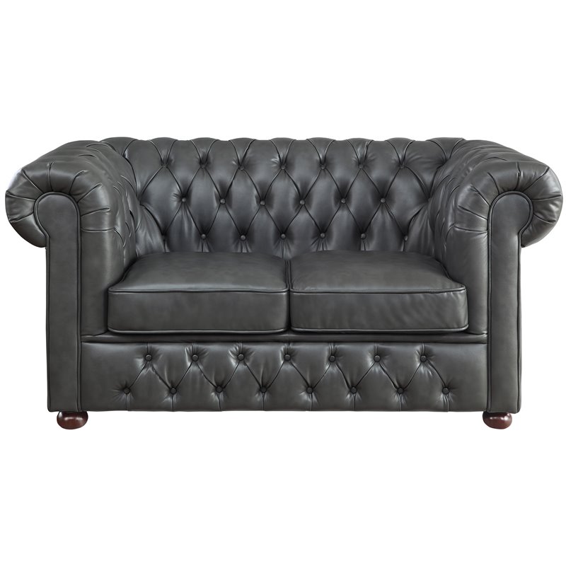 Lexicon Tiverton Faux Leather Tufted, Chesterfield Loveseat Brown Leather