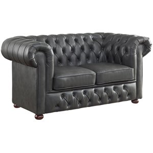 lexicon tiverton traditional faux leather tufted chesterfield loveseat