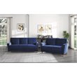 Lexicon Dunleith Tufted Velvet Upholstered Loveseat in Blue and Walnut