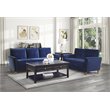 Lexicon Dunleith Tufted Velvet Upholstered Loveseat in Blue and Walnut