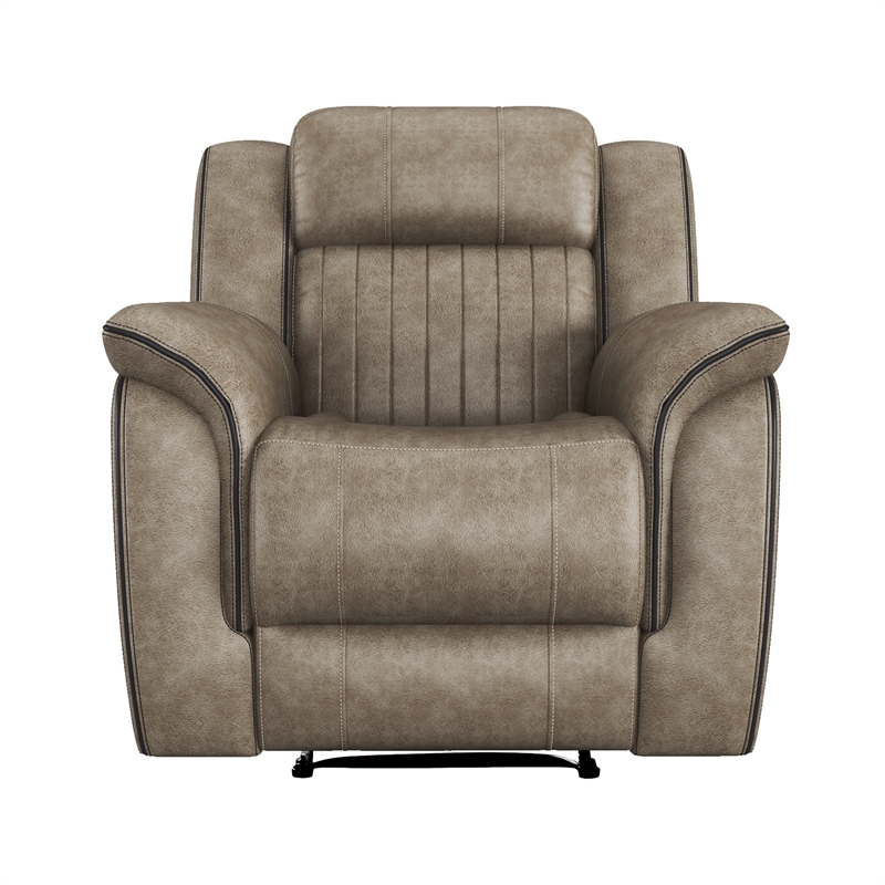 Lexicon Centeroak Modern Contemporary Microfiber Recliner in Sandy Brown
