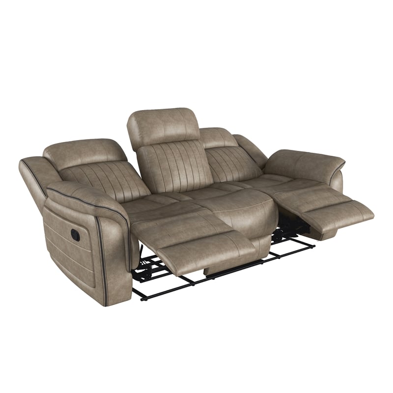 Lexicon Centeroak Modern Contemporary Microfiber Reclining Sofa in Sandy Brown