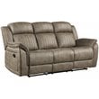 Lexicon Centeroak Modern Contemporary Microfiber Reclining Sofa in Sandy Brown