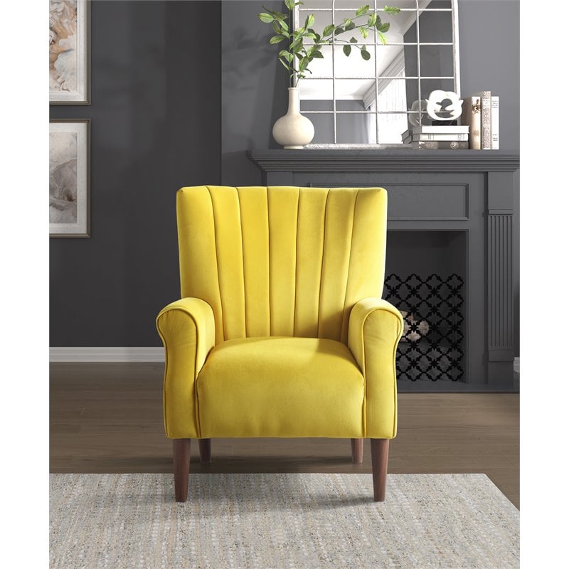 chartreuse velvet accent chair