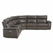 Lexicon Maroni 6-piece Contemporary Leather Modular Reclining Sectional in Brown