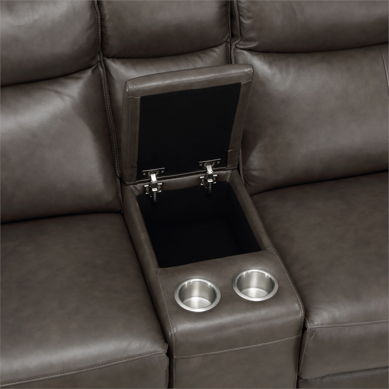 Lexicon Maroni 6-piece Contemporary Leather Modular Reclining Sectional in Brown