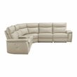 Lexicon Maroni 6-piece Contemporary Leather Modular Reclining Sectional in Beige