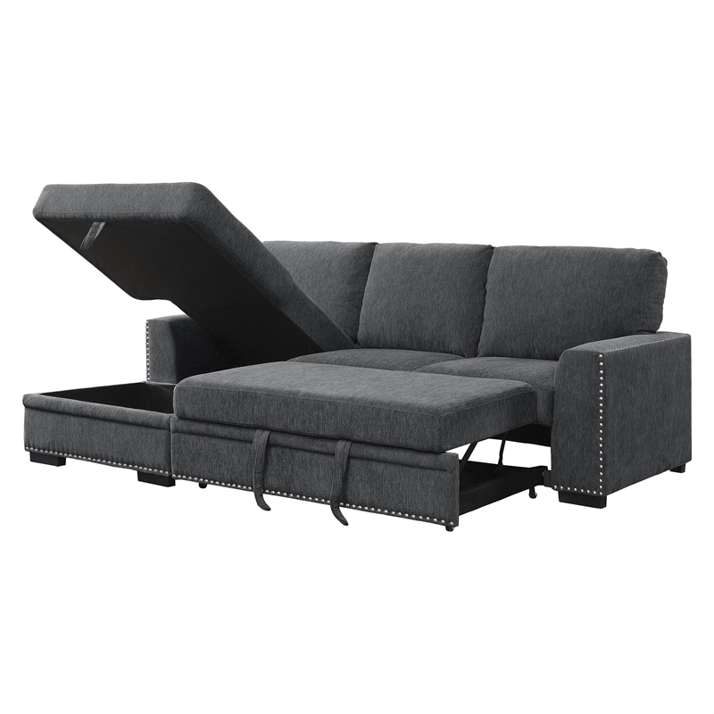 Lexicon Morelia 2-piece Contemporary Fabric Sectional with Left Chaise in Gray