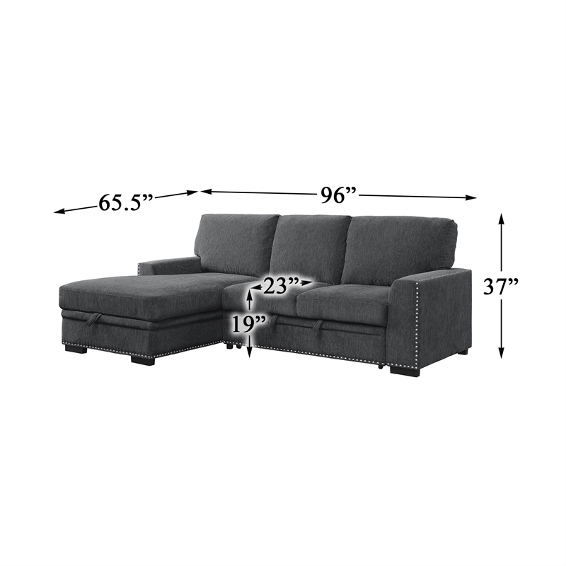 Lexicon Morelia 2-piece Contemporary Fabric Sectional with Left Chaise in Gray