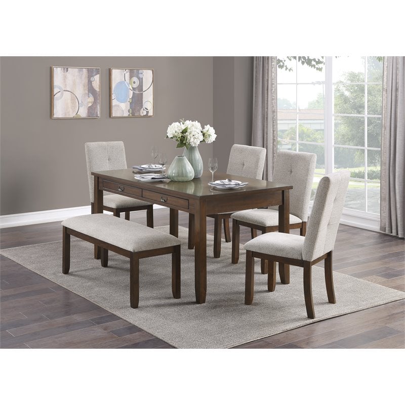 Lexicon Binghampton 5-piece Wood Dining Set with 1 Table/4 Side Chairs in Cherry