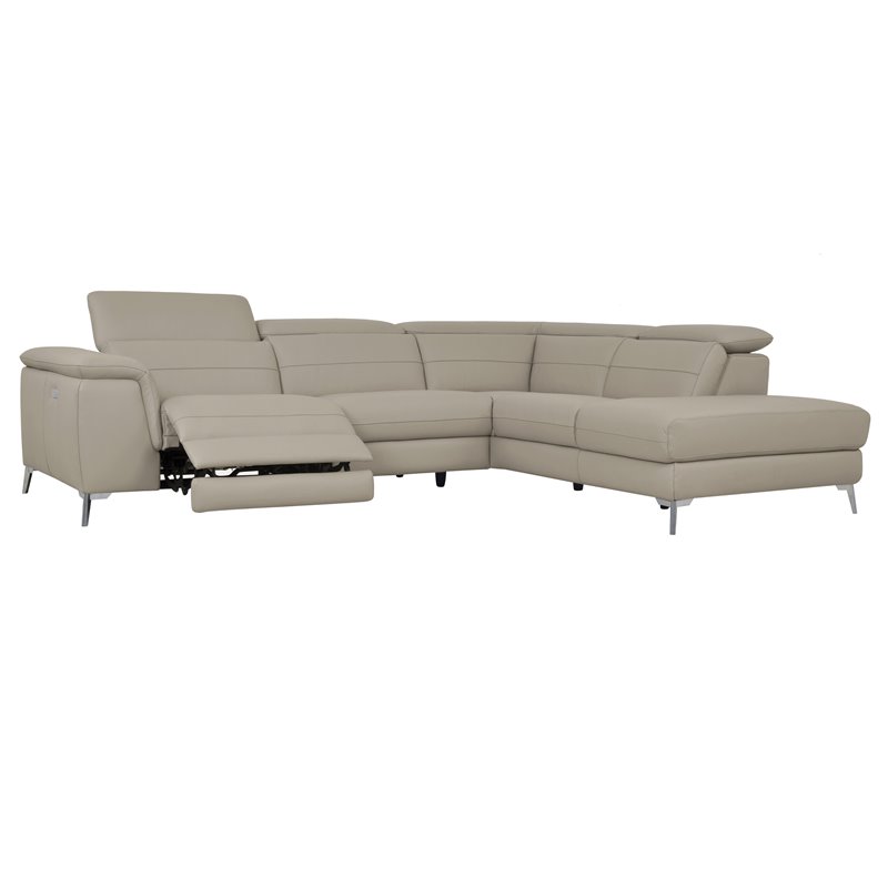Lexicon Cinque 2 Piece Leather Reclining Sectional Sofa In Gray 8256 Lexicon Cinque 2 Piece Leather, 2 Piece Sectional Sofa With Recliner