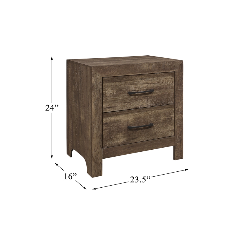 Lexicon Wood 2 Drawer Nightstand in Rustic Brown