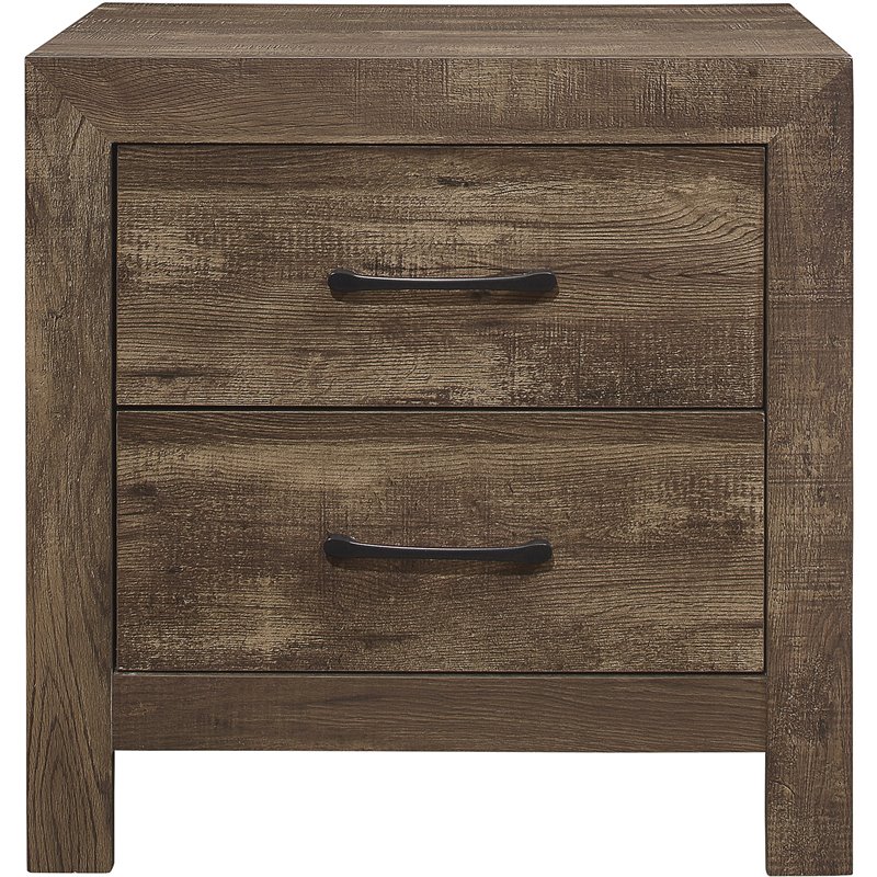 Lexicon Wood 2 Drawer Nightstand in Rustic Brown