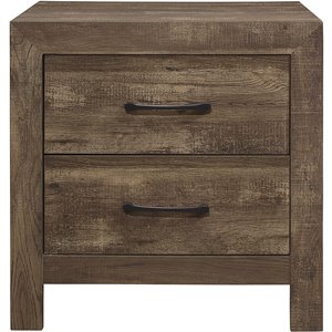 Lexicon Wood 2 Drawer Nightstand in Rustic Brown