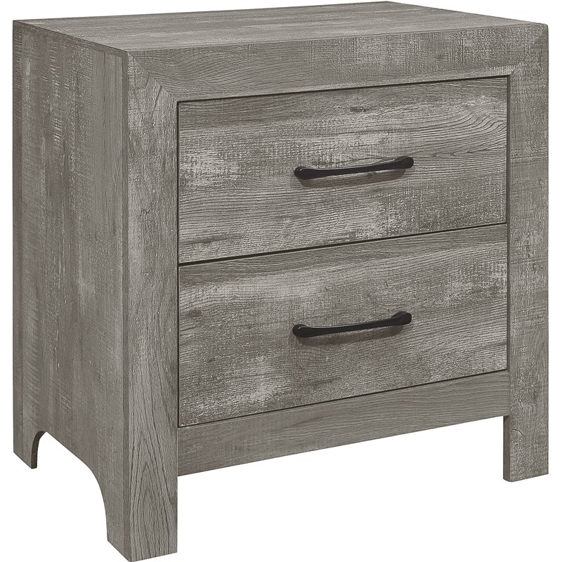 Lexicon Wood 2 Drawer Nightstand in Gray