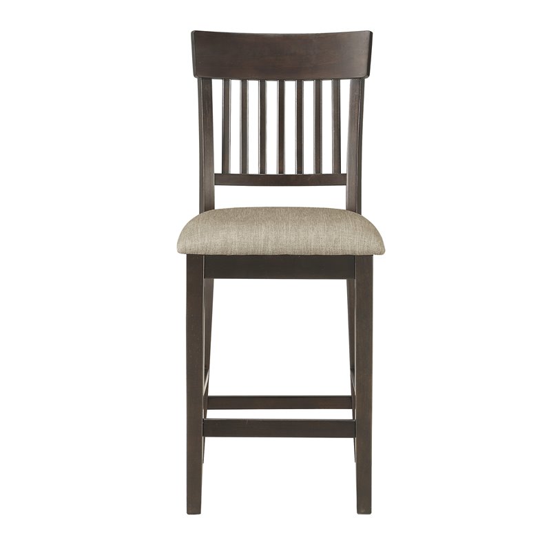 Lexicon Balin Counter Height Wood Slat Back Dining Chair Set in Brown (Set of 2)