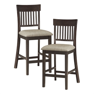 Lexicon Balin Counter Height Wood Slat Back Dining Chair Set in Brown (Set of 2)