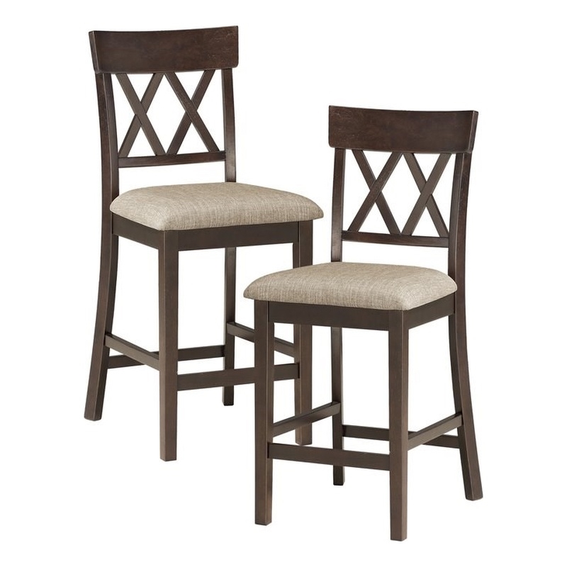 Lexicon Balin Counter Height Wood Crossback Dining Chair Set in Brown (Set of 2)