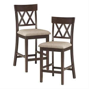Lexicon Balin Counter Height Wood Crossback Dining Chair Set in Brown (Set of 2)