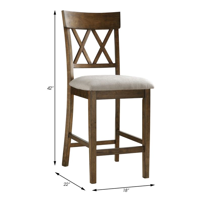 Lexicon Balin Counter Height Wood Crossback Dining Chair Set in Oak (Set of 2)