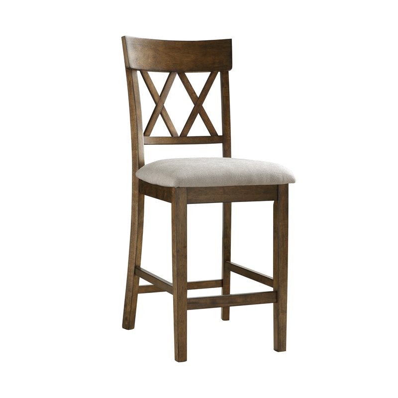 Lexicon Balin 5 Piece Counter Height Dining Set in Oak with Crossback Chairs