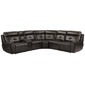 lexicon 6-piece faux leather modular reclining sectional in dark brown