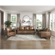 Lexicon Malcolm Faux Leather 2 Seater Loveseat in Brown