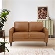 Lexicon Malcolm Faux Leather 2 Seater Loveseat in Brown