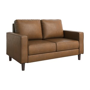lexicon malcolm faux leather 2 seater loveseat in brown