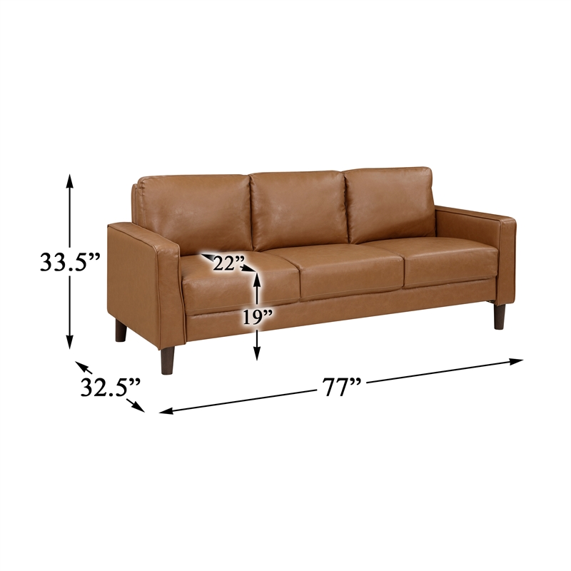 Lexicon Malcolm Faux Leather 3 Seater Sofa in Brown
